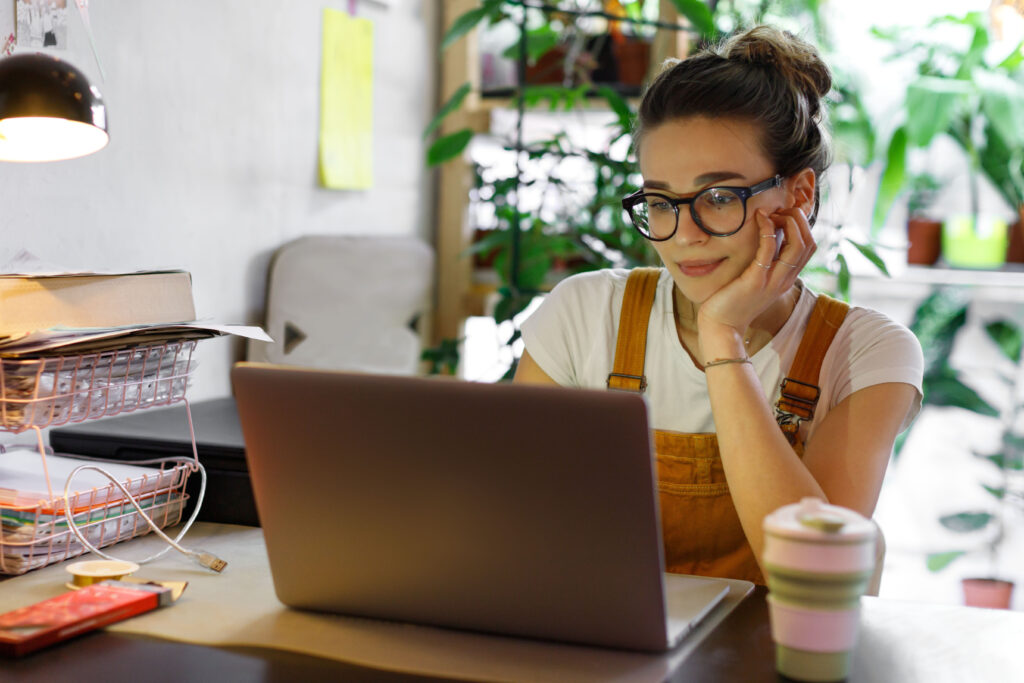 Young female working